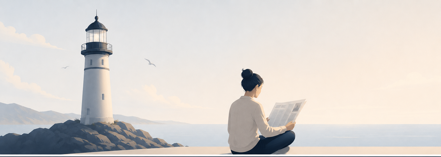 In the morning, you read your digest facing the sea